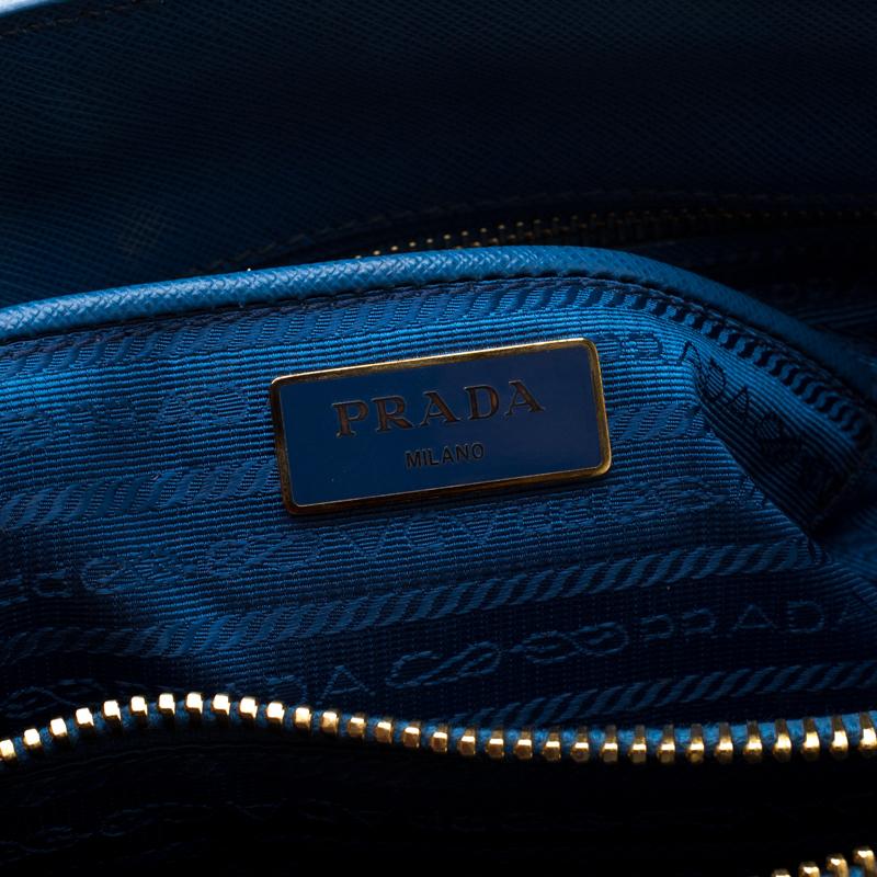 Prada Blue Saffiano Lux Leather Parabole Tote 2