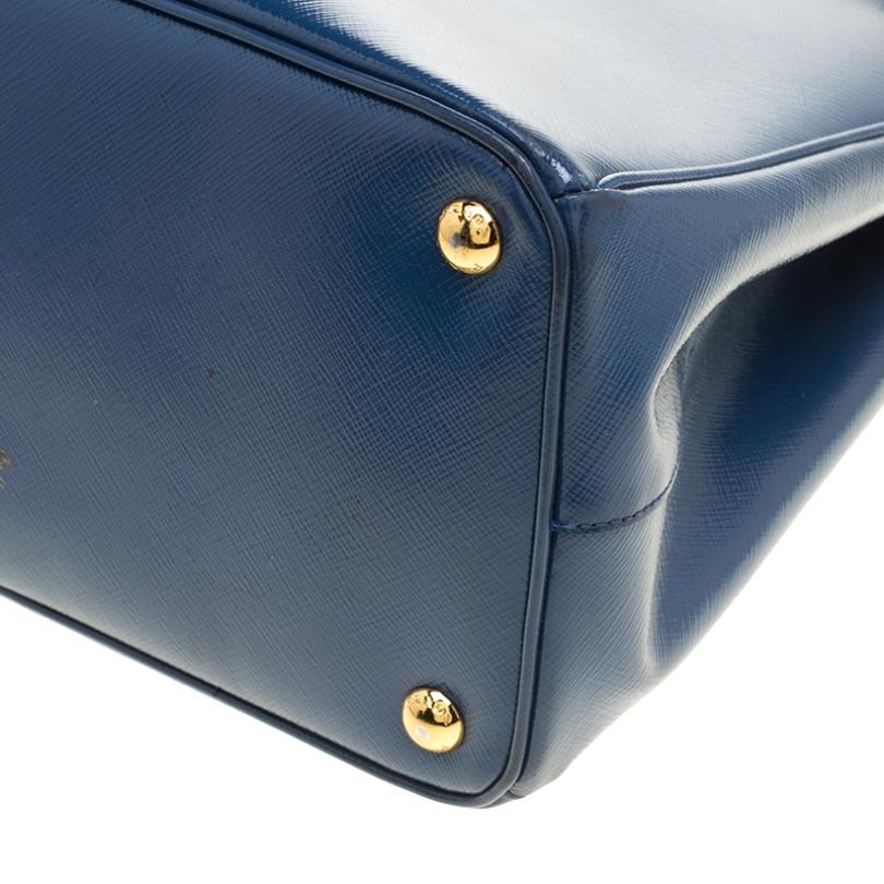 Prada Blue Saffiano Lux Leather Parabole Tote 2