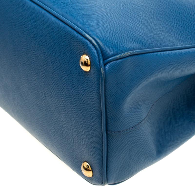 Prada Blue Saffiano Lux Leather Parabole Tote 2
