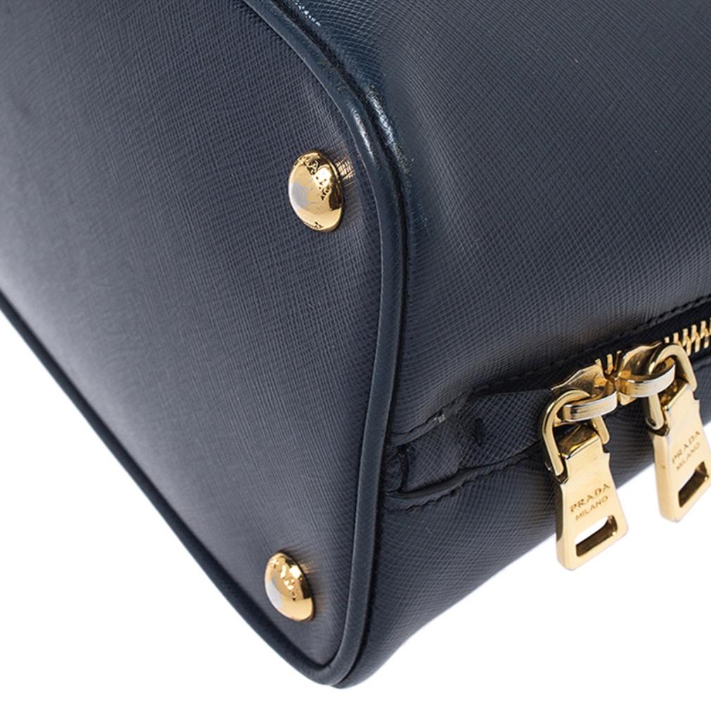 Prada Blue Saffiano Lux Leather Promenade Bag 4