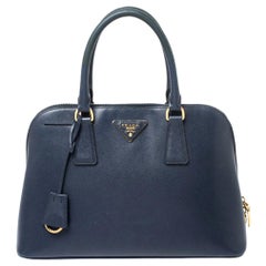 Prada Blue Saffiano Lux Leather Promenade Bag