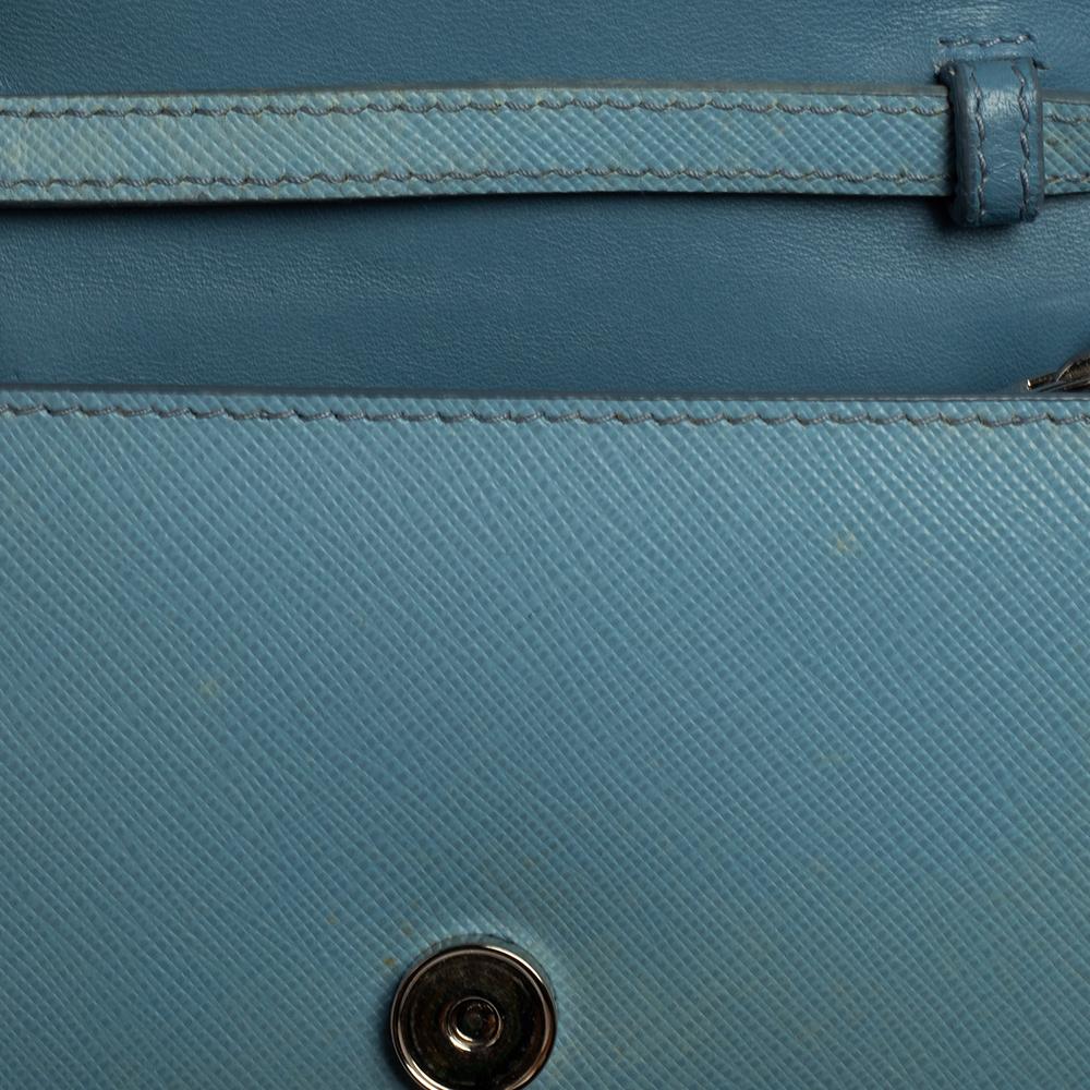 Prada Blue Saffiano Lux Leather Small Crossbody Bag 6
