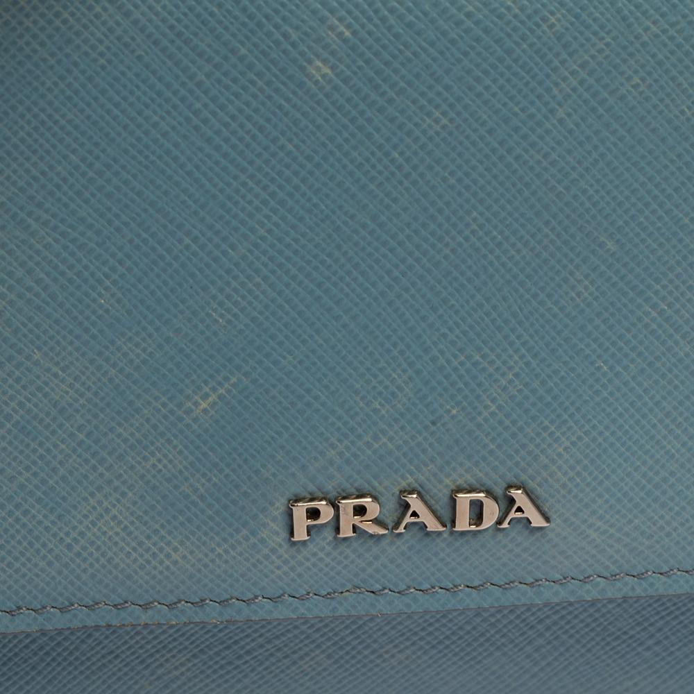 Gray Prada Blue Saffiano Lux Leather Small Crossbody Bag