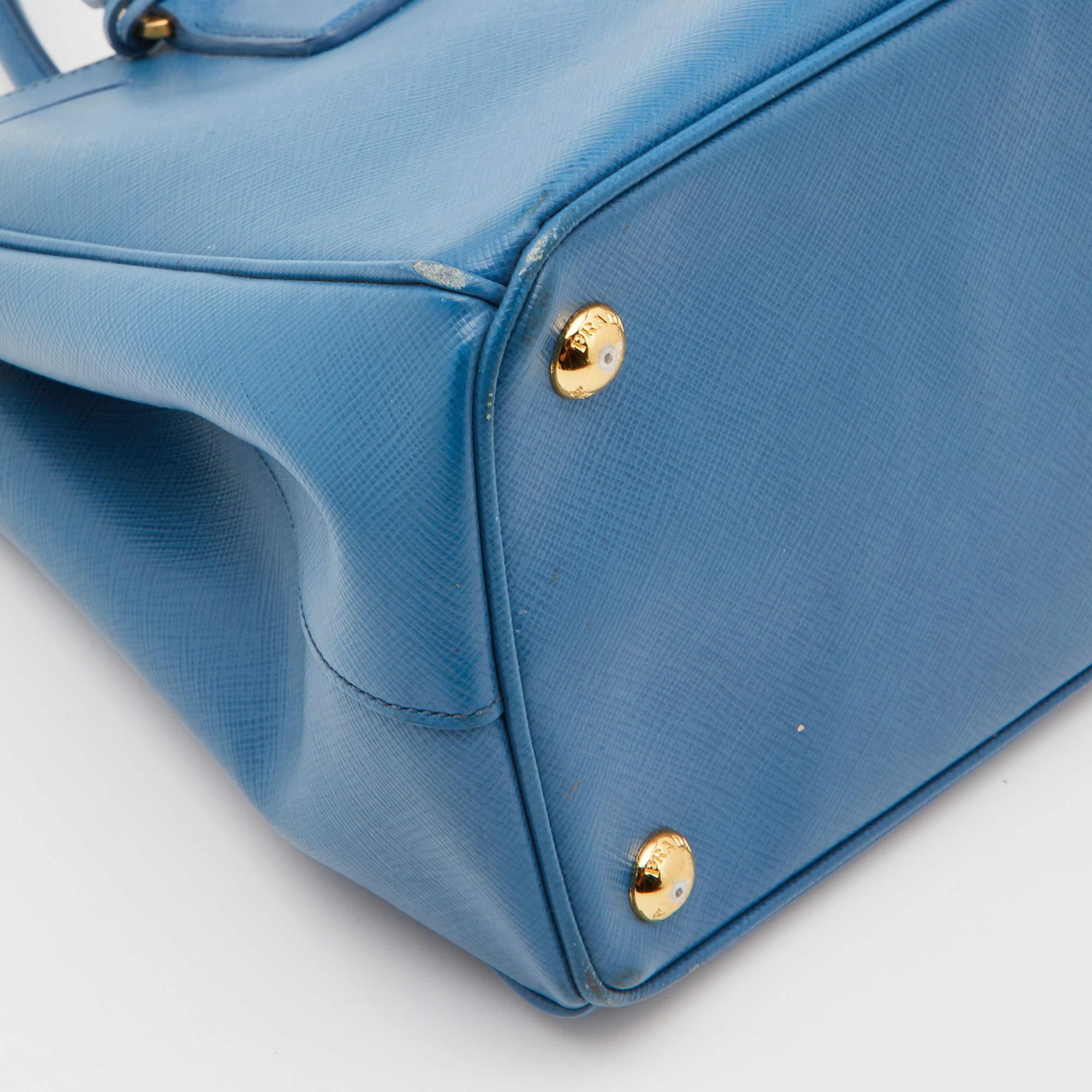 Prada Blue Saffiano Lux Leather Small Galleria Tote 6
