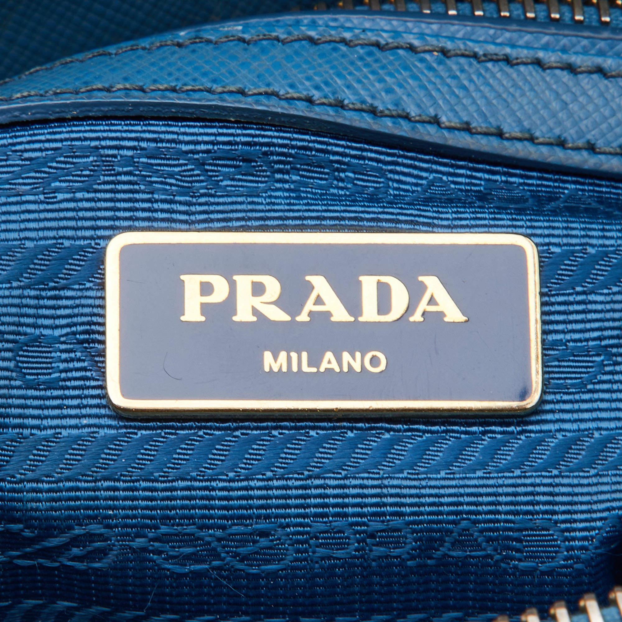 Prada Blue Saffiano Lux Leather Small Galleria Tote 3