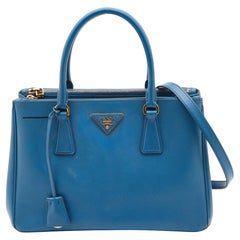 Prada Blue Saffiano Lux Leather Small Galleria Tote