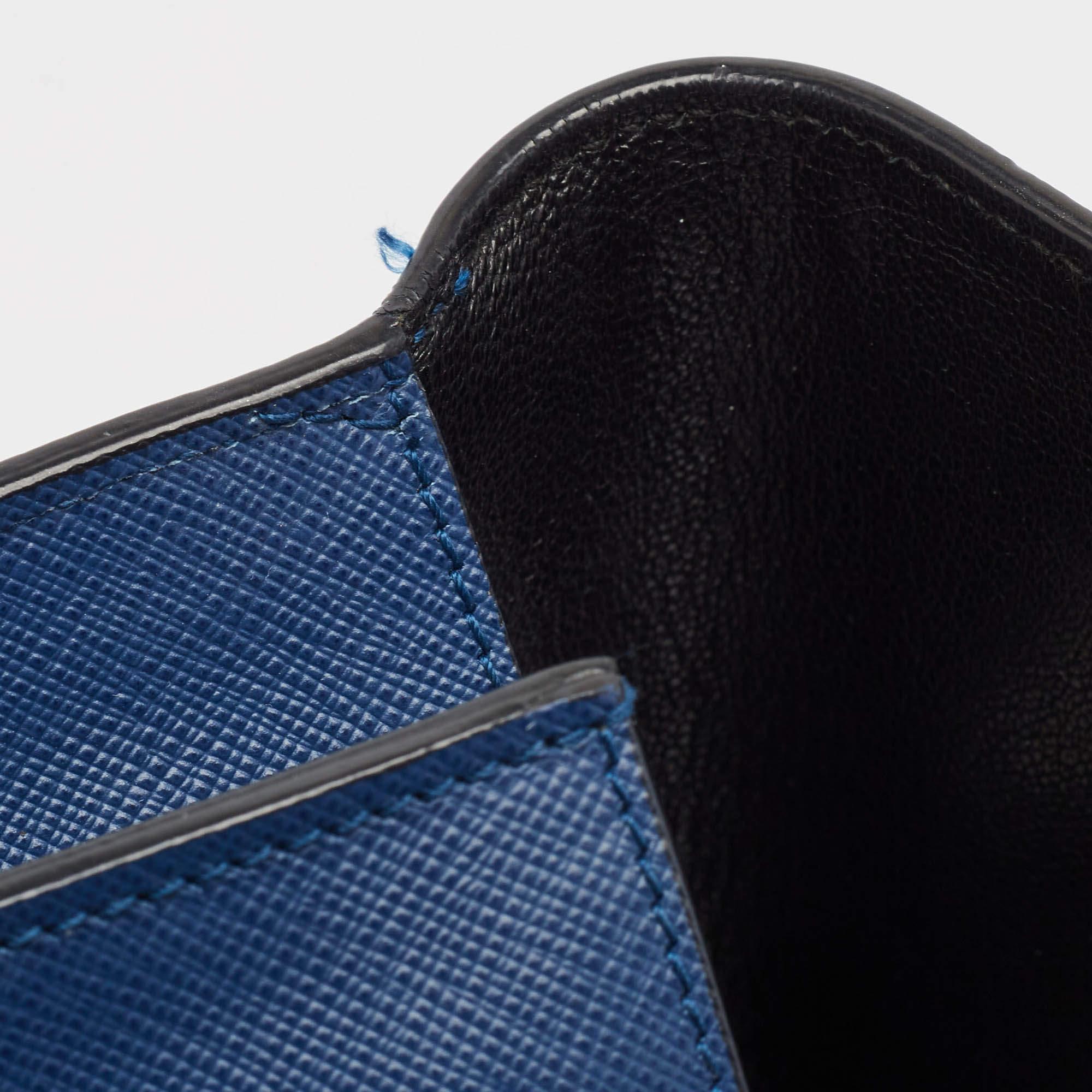 Prada Blue Saffiano Lux Leather Sound Clutch 3