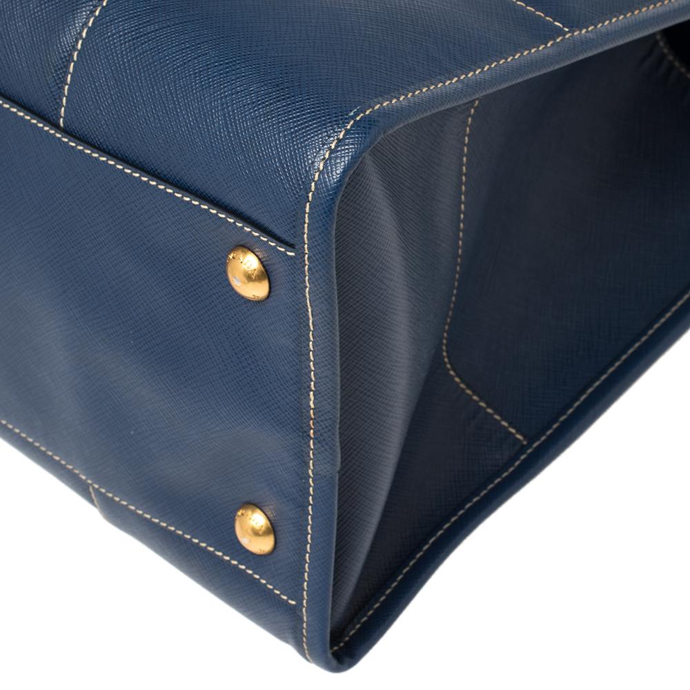 Prada Blue Saffiano Lux Leather Tote 4