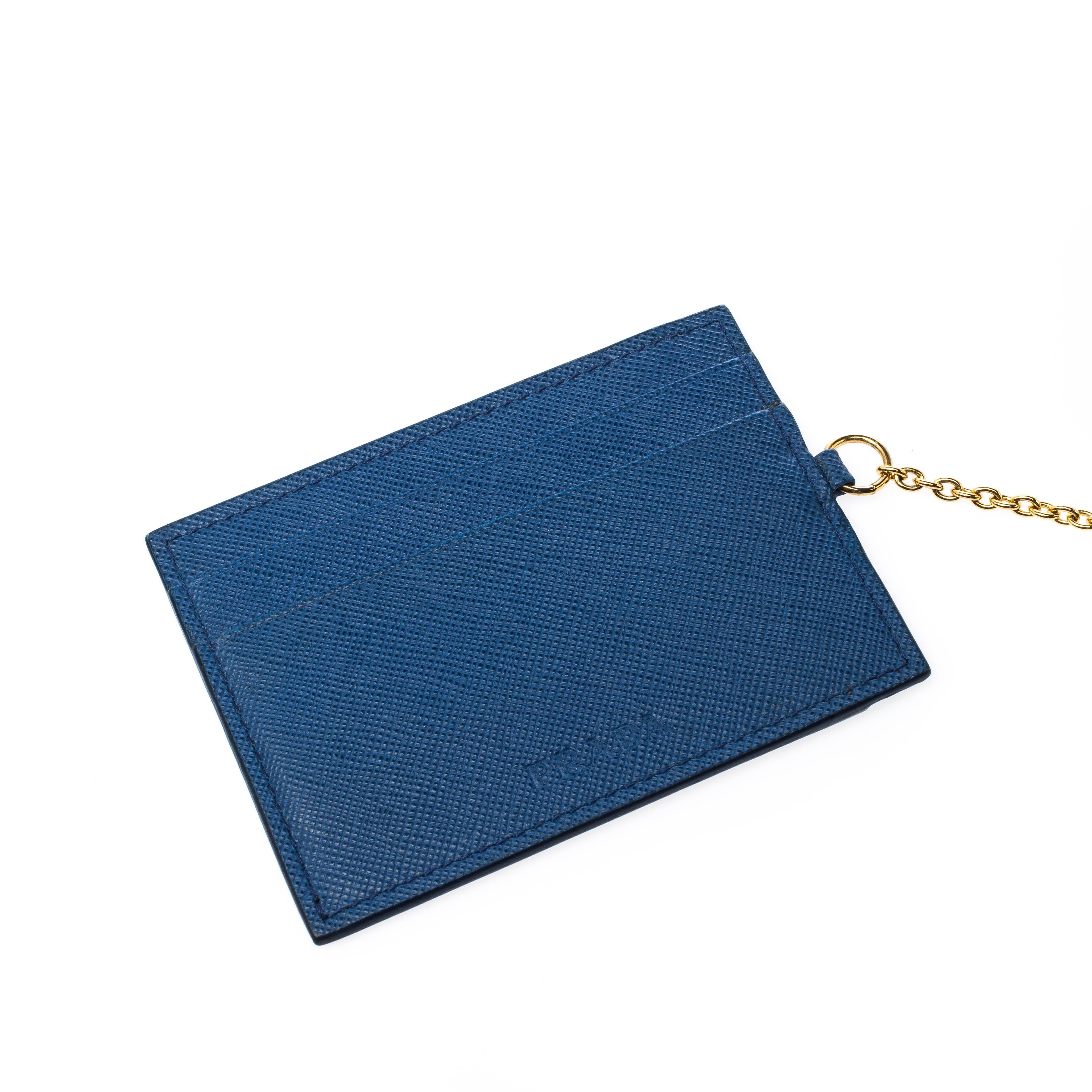 Prada Blue Saffiano Lux Leather Wave Continental Wallet 1