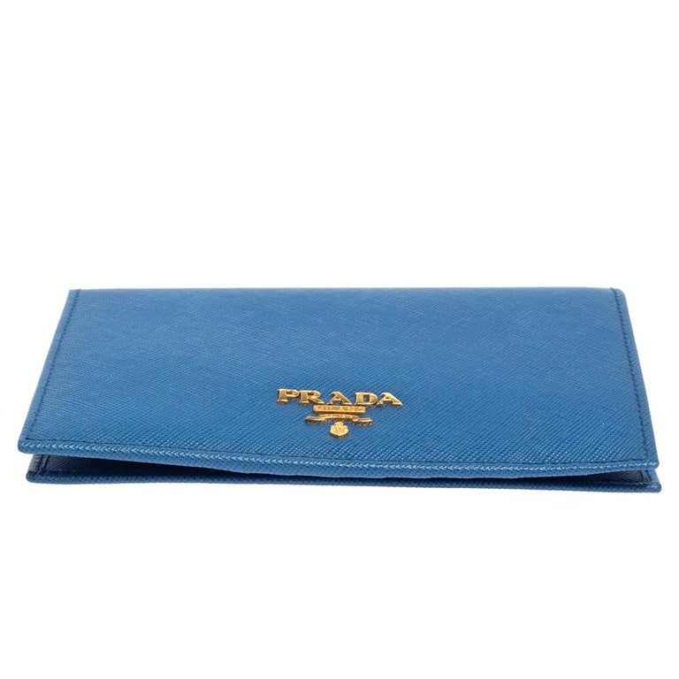 Prada Blue Saffiano Metal Leather Passport Holder at 1stDibs | prada  passport holder