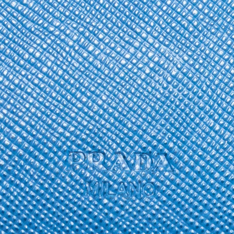 Prada Blue Saffiano Metal Leather Passport Holder at 1stDibs