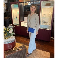 Prada Blue Saffiano Monochrome Mini Chain Wallet