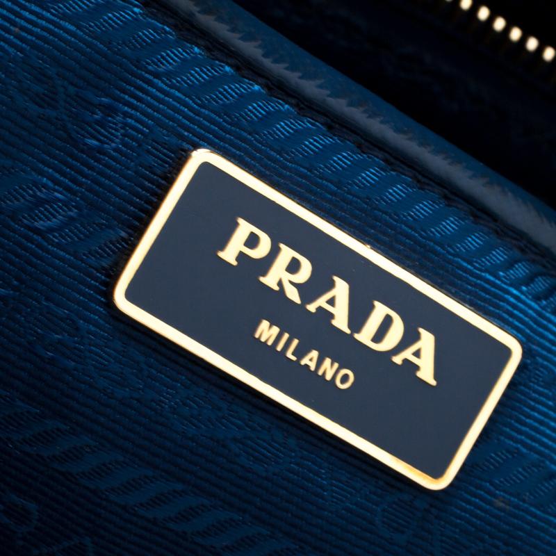 Prada Blue Saffiano Patent Leather Parabole Tote 3