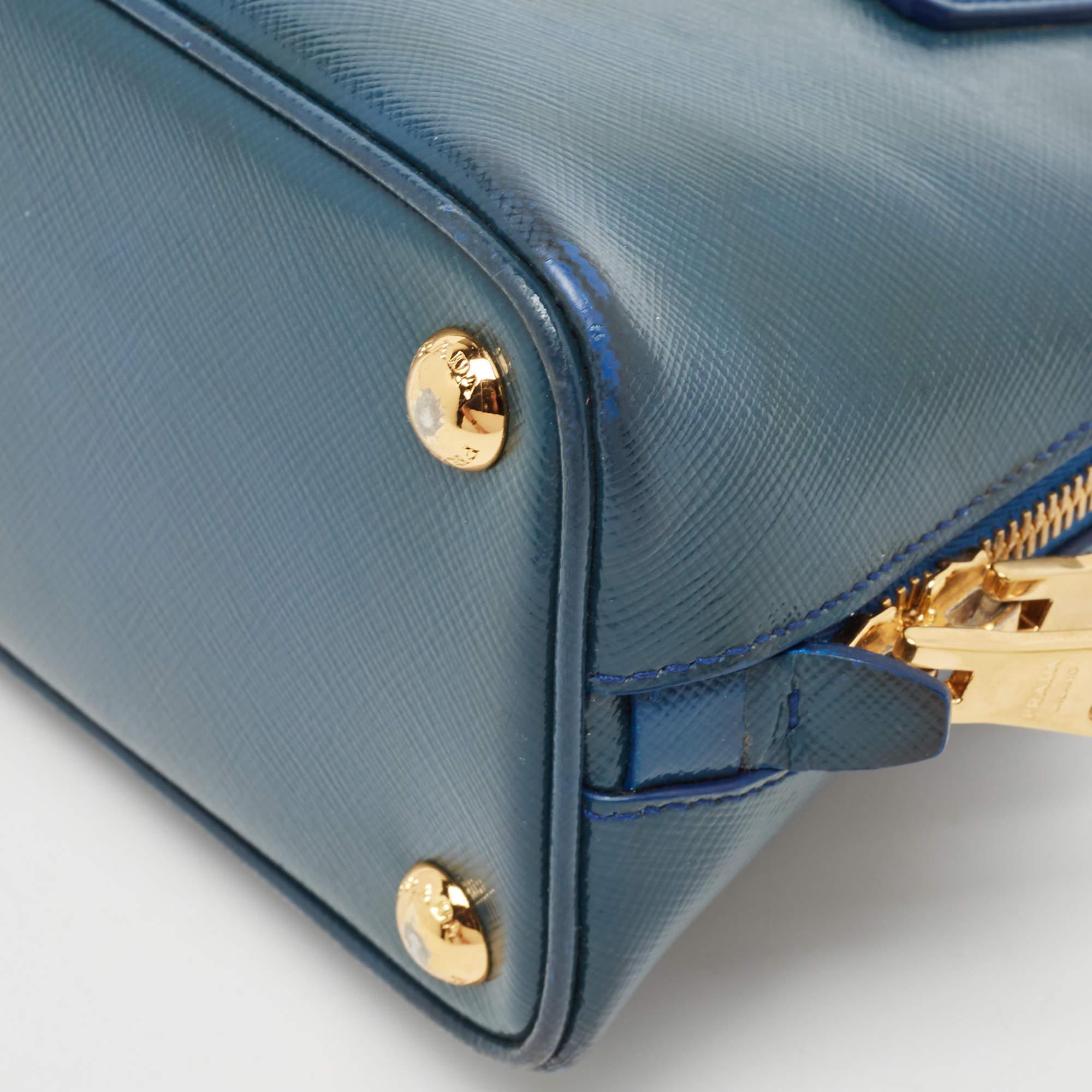 Prada Blue Saffiano Patent Leather Small Promenade Satchel 6