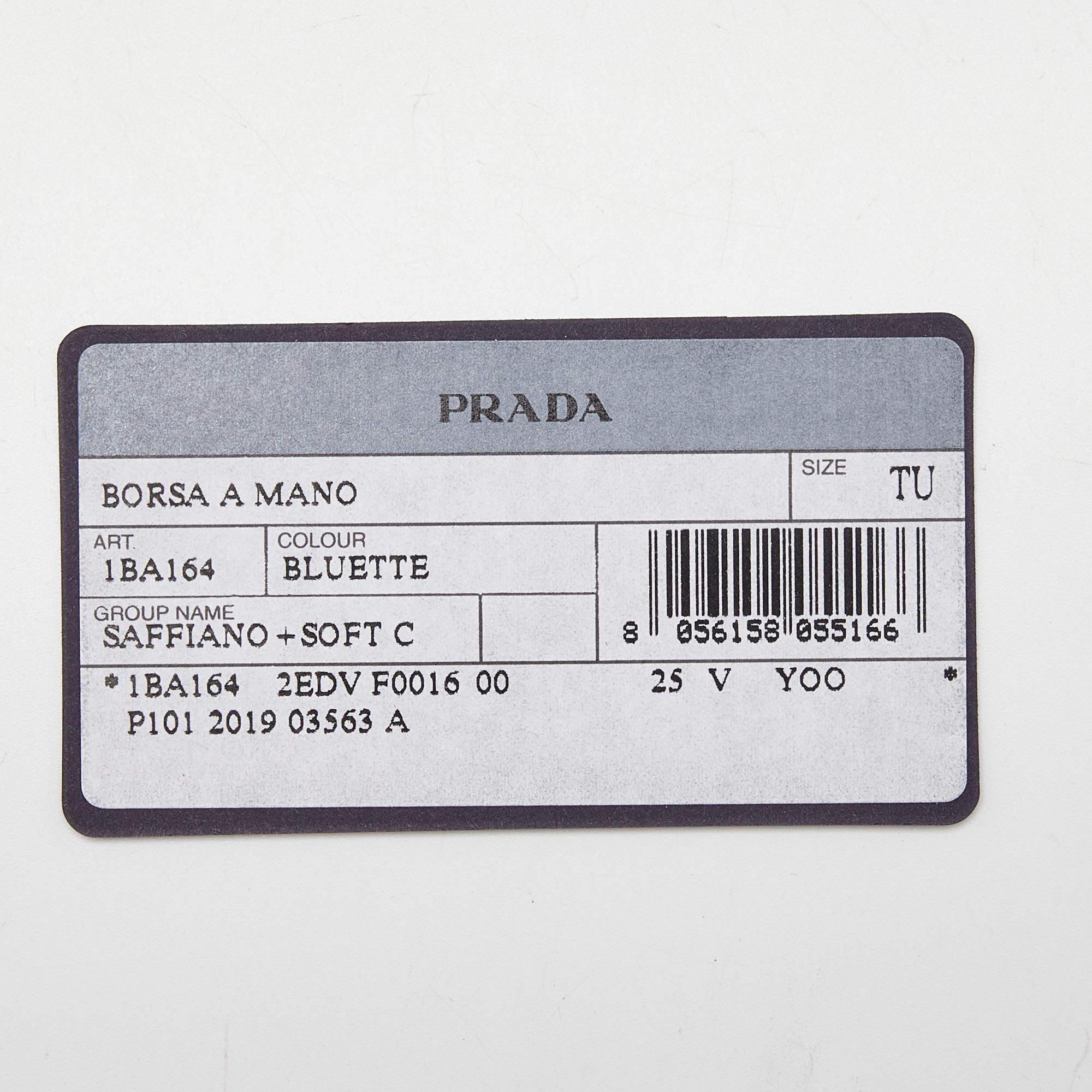 Prada Blue Saffiano/Soft Leather Double Handle Tote For Sale 6