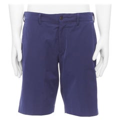 PRADA blue shiny nylon back darts button pocketed Bermuda shorts IT50 L