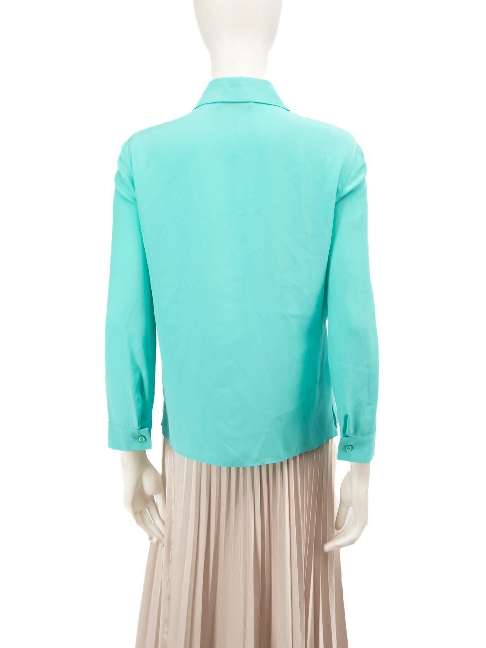 Prada Blue Silk Long Sleeve Shirt Size XS In Good Condition In London, GB