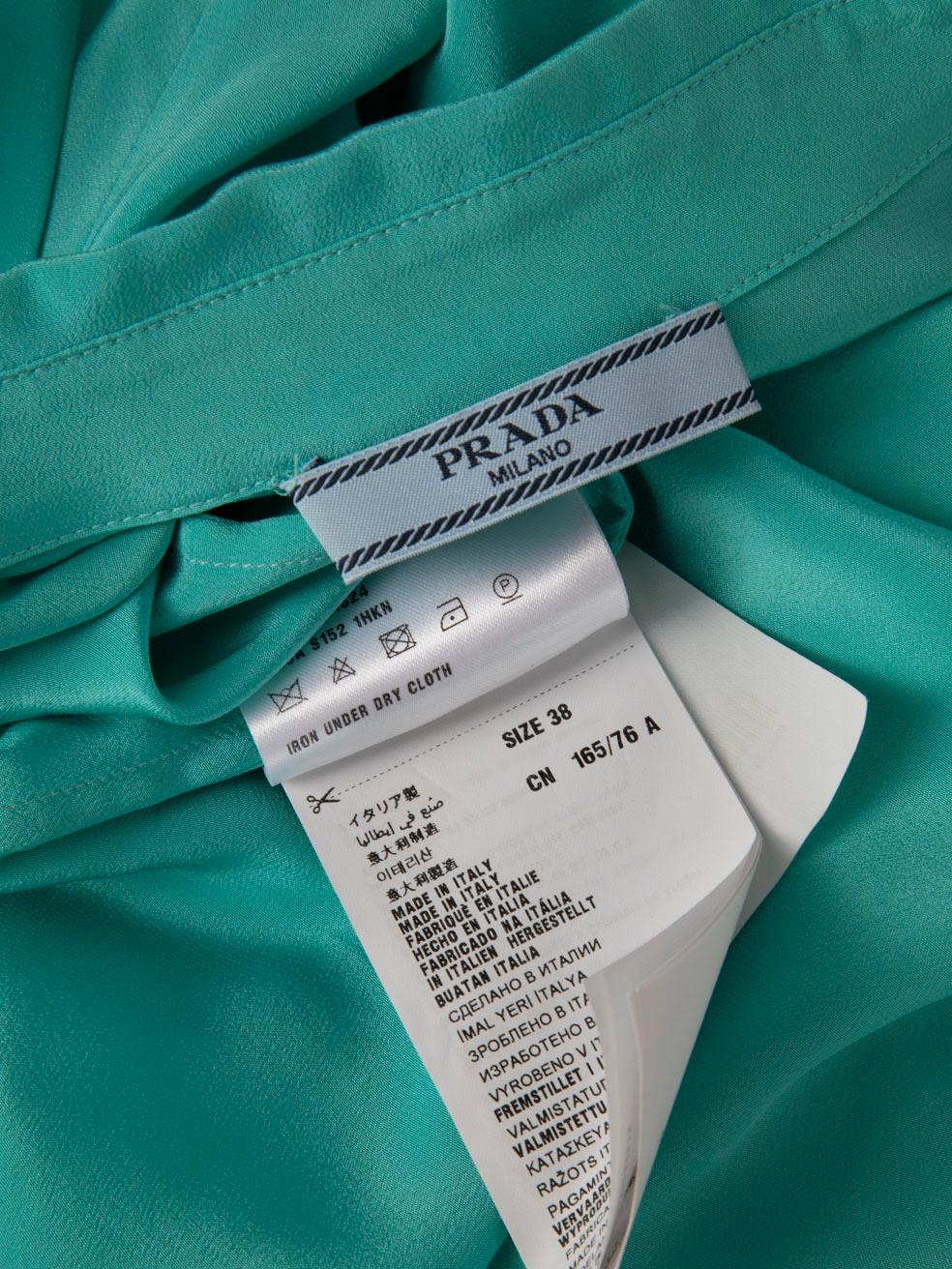 Prada Blue Silk Long Sleeve Shirt Size XS 1