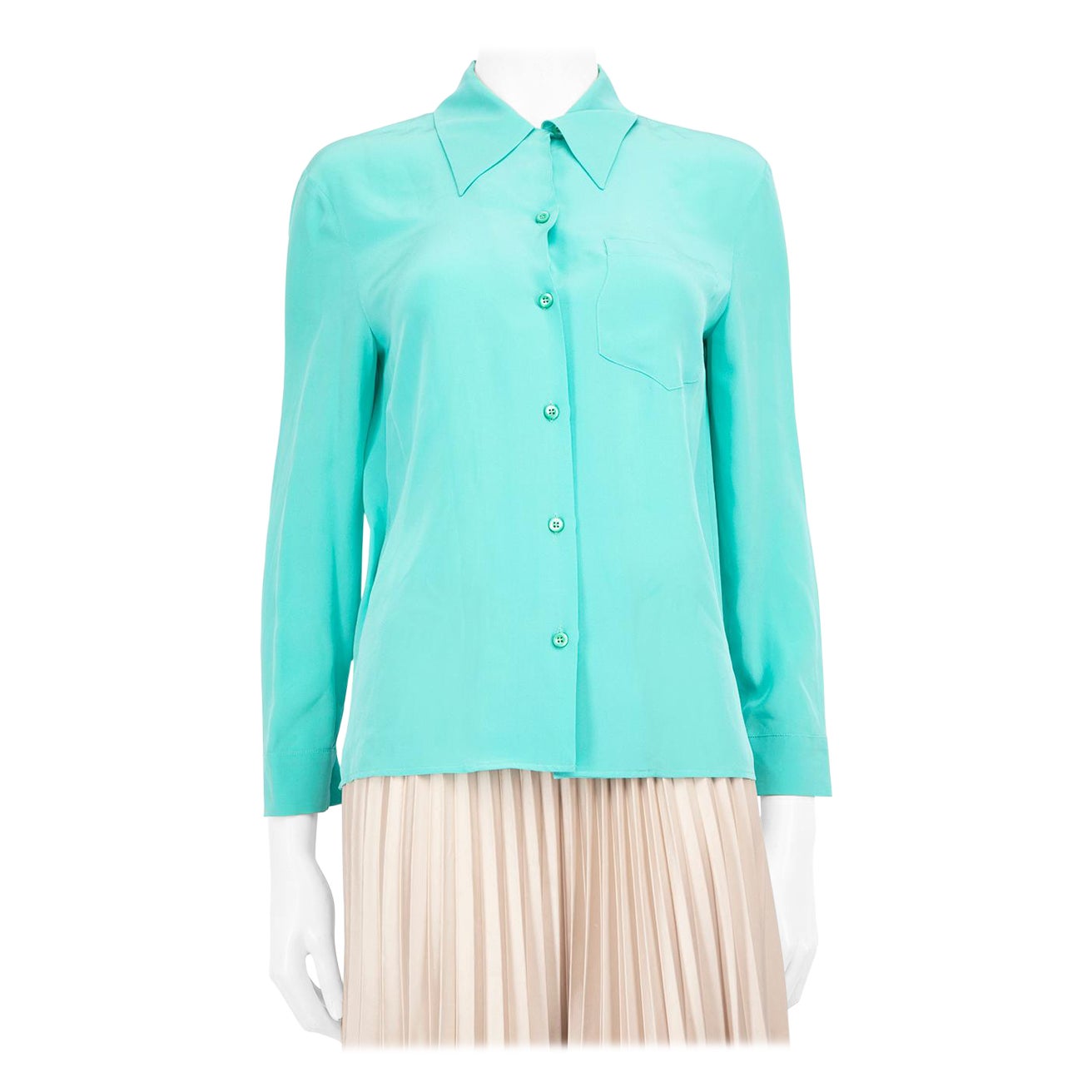 Prada Camisa de seda azul de manga larga Talla XS