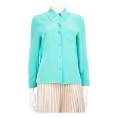 Prada Camisa de seda azul de manga larga Talla XS