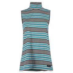 Prada Blue Striped Sleeveless Turtleneck Top Size S