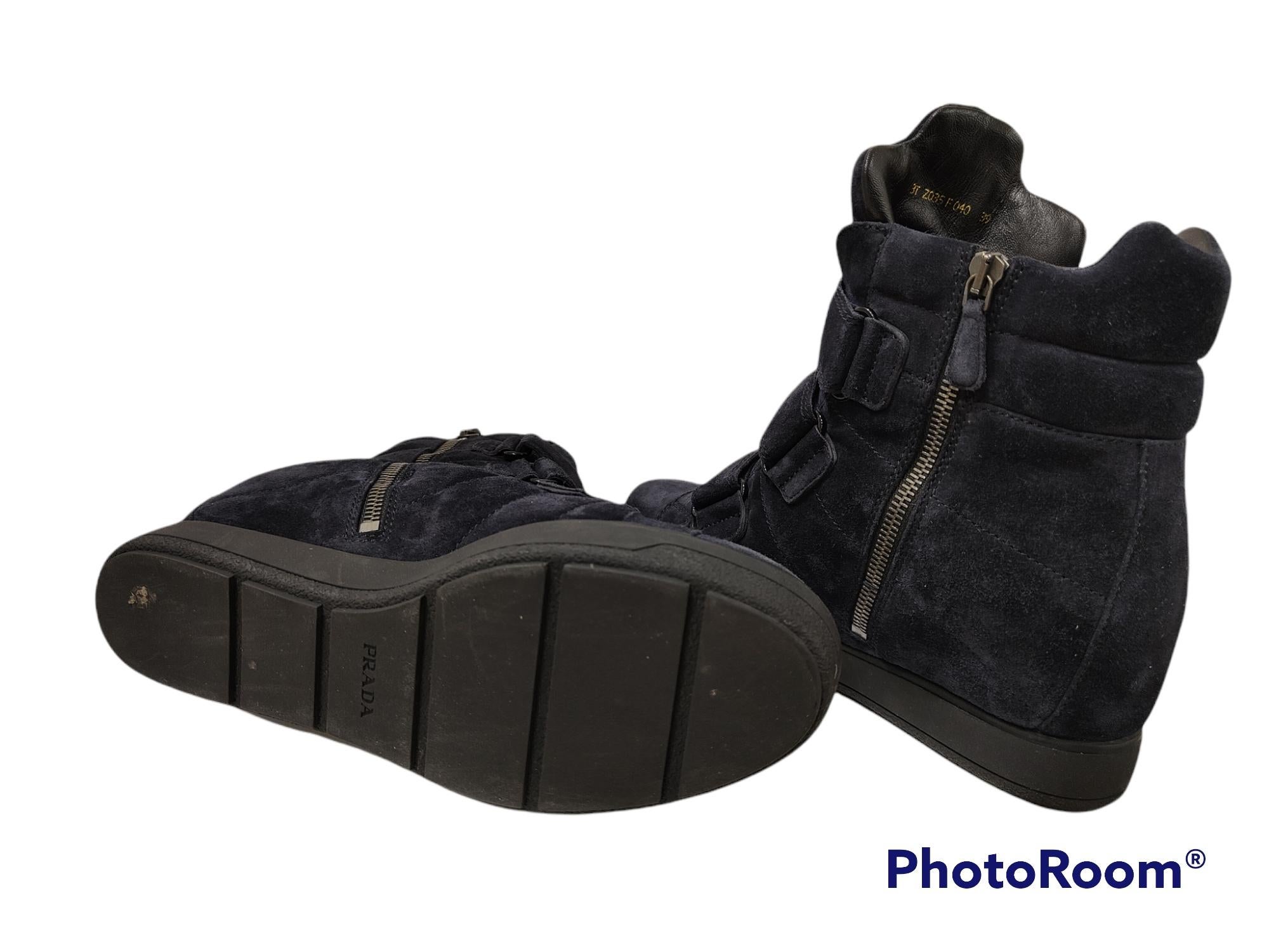 Black Prada blue suede boots