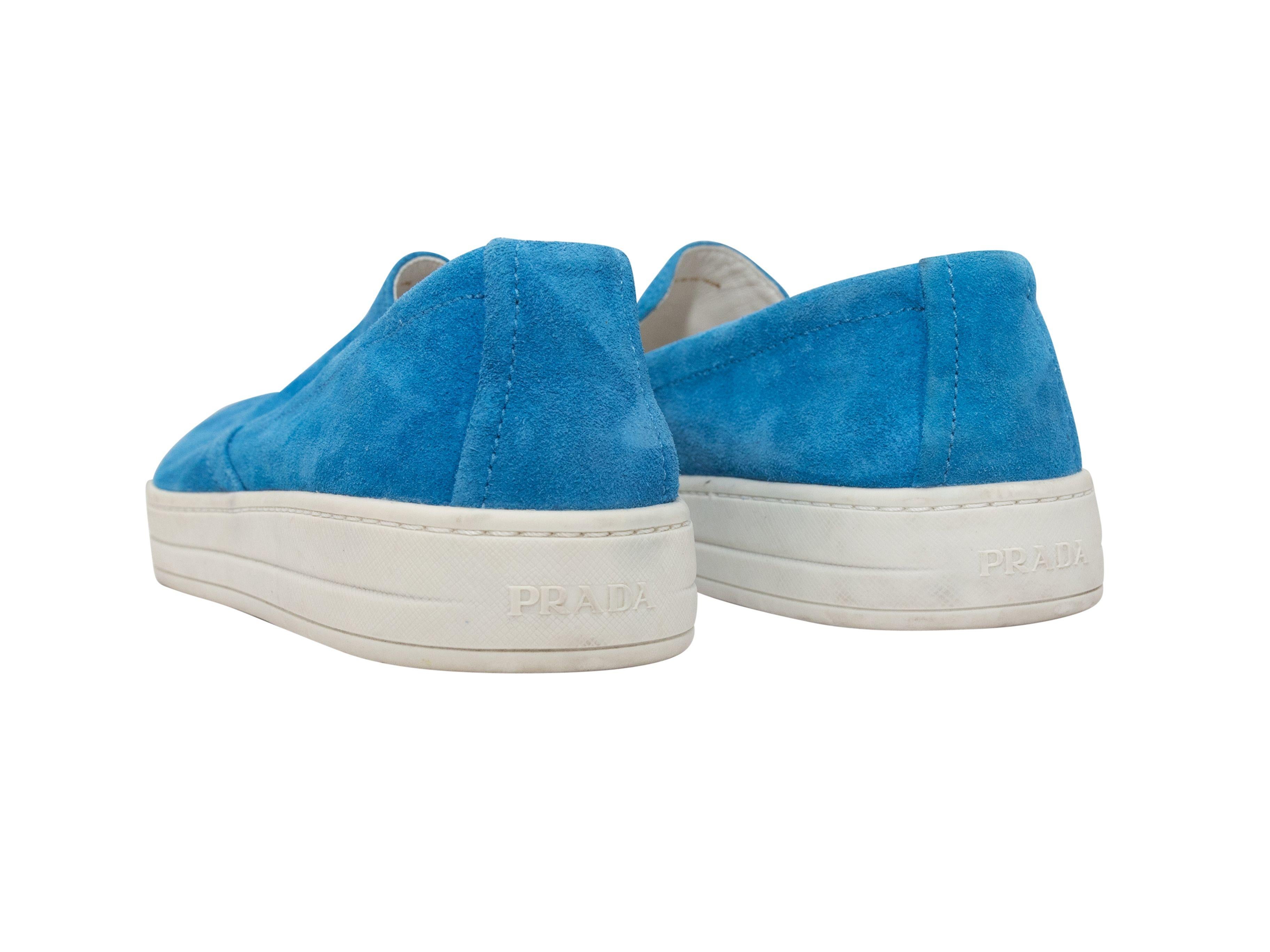 Prada Blue Suede Low-Top Slip-On Sneakers 1