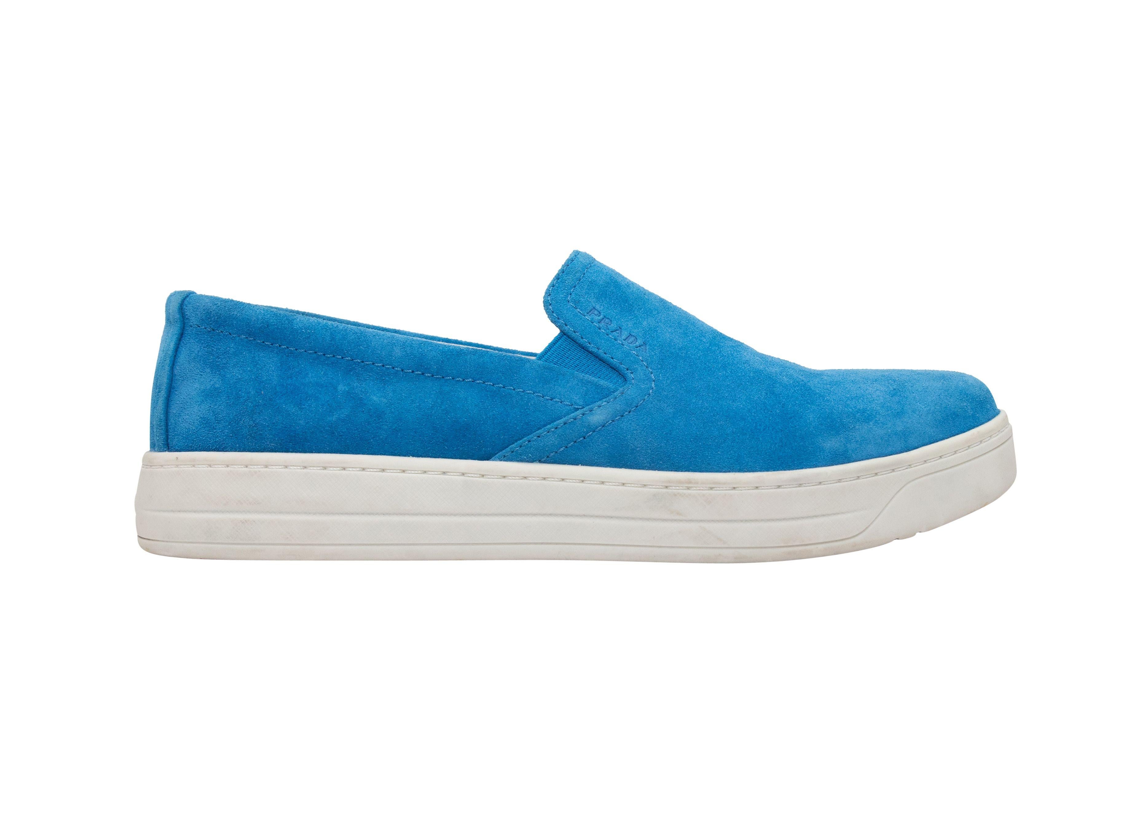 Prada Blue Suede Low-Top Slip-On Sneakers 2