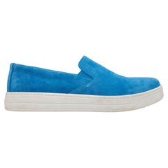 Prada Blue Suede Low-Top Slip-On Sneakers