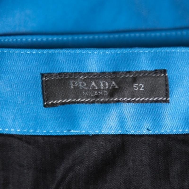 Men's Prada Blue Synthetic Elastic Detail Capri Pants XL For Sale