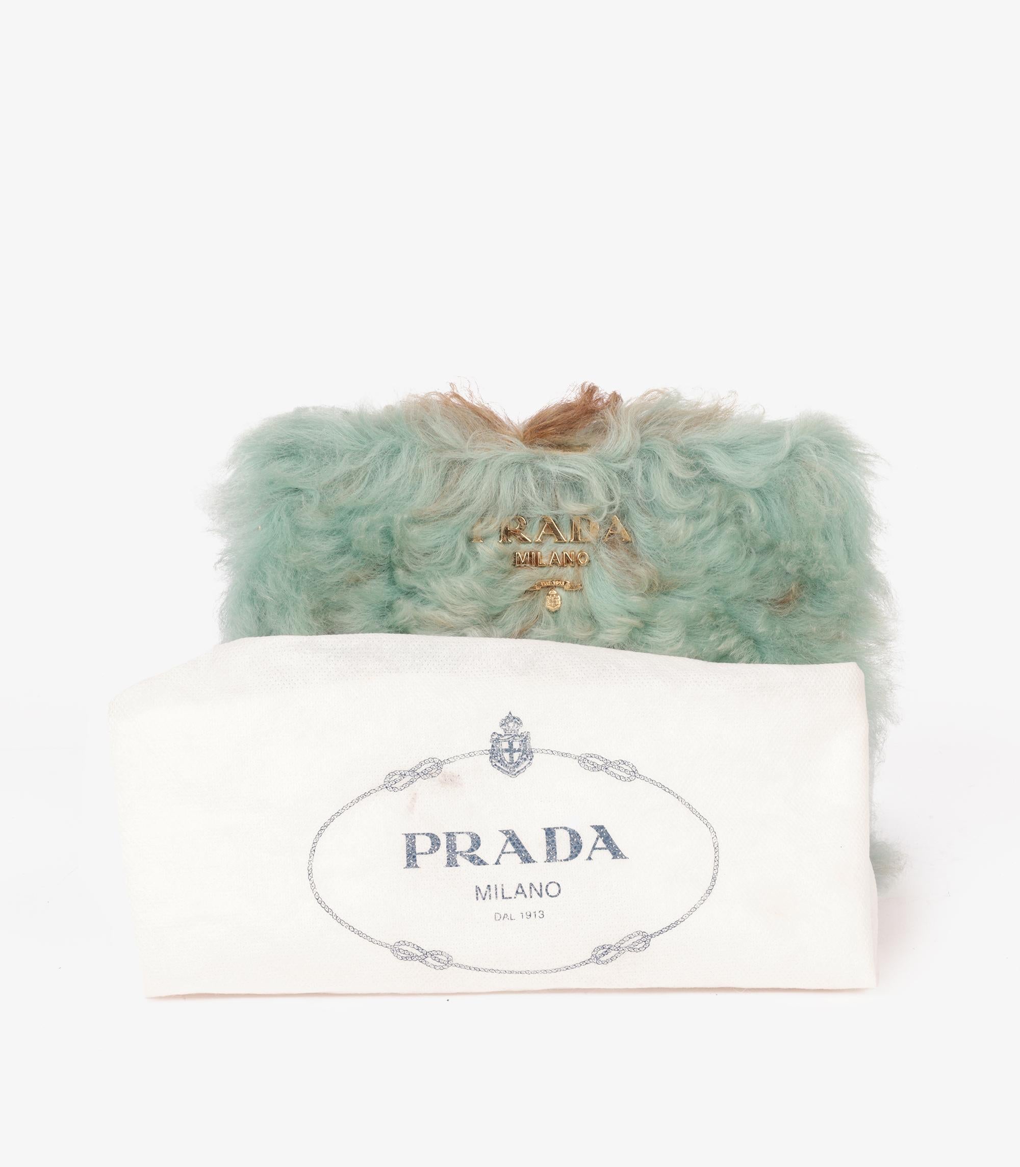 Prada Blue, Taupe Shearling & Saffiano Leather Light Frame Shoulder Bag 6