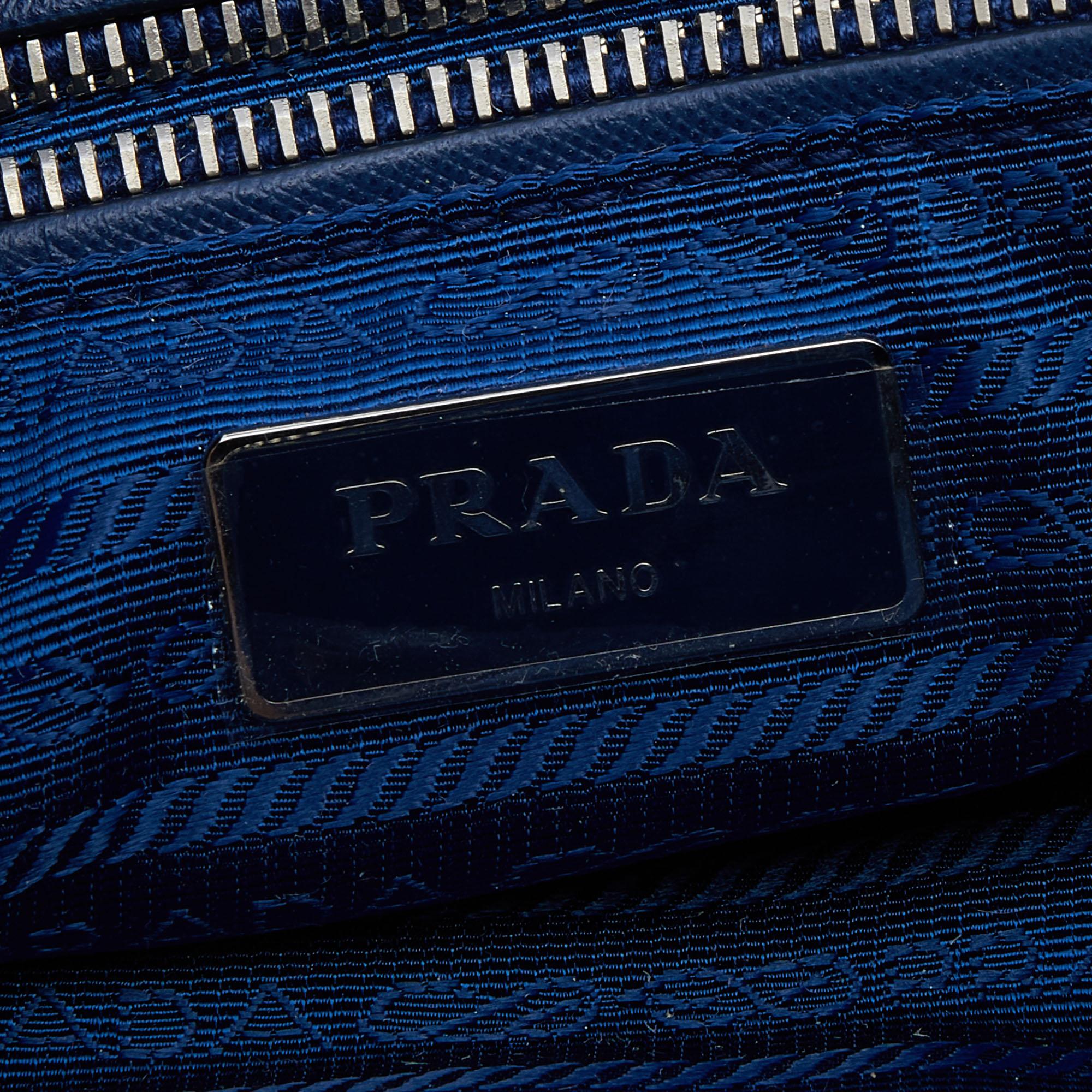 Prada Blue Tessuto Impuntu Nylon Chain Flap Bag 2