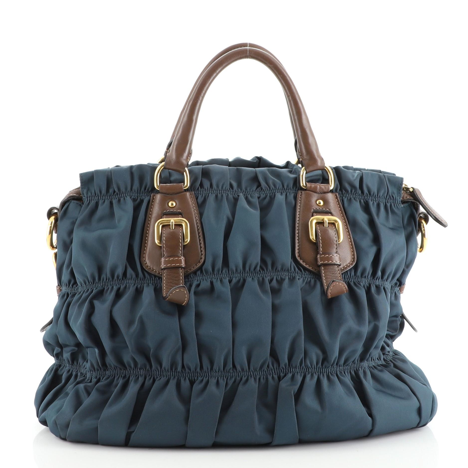 Prada Blue Tessuto Nylon Gaufre Convertible Medium Tote Bag


68225MSC
