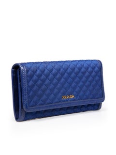 Prada Blue Tessuto Nylon Quilted Continental Wallet