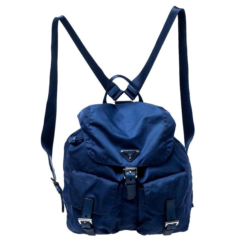 Prada Blue Tessuto Nylon Zainetto Backpack For Sale at 1stDibs