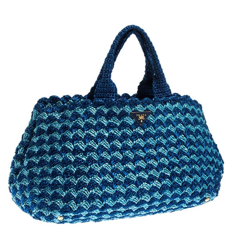 prada raffia blue