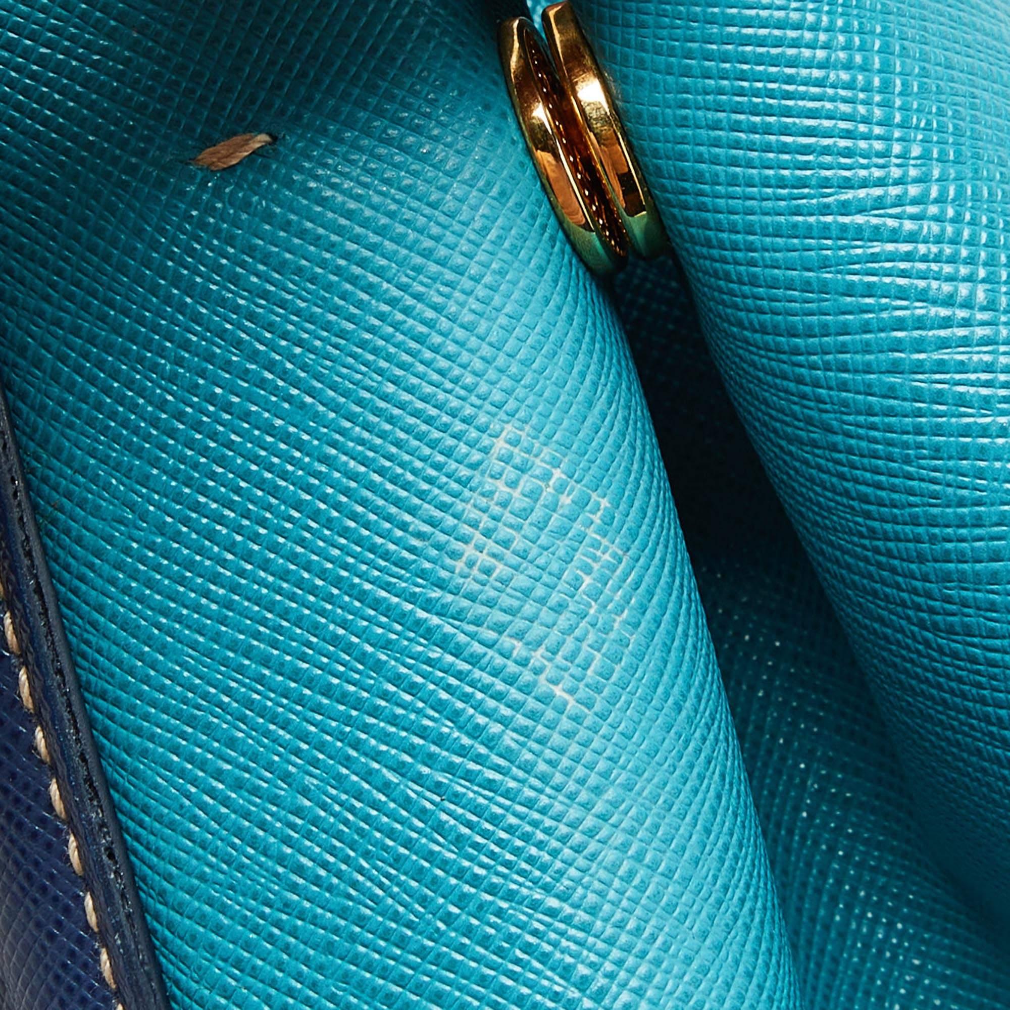 Prada Blue/Turquoise Saffiano Lux Leather Galleria Tote 7