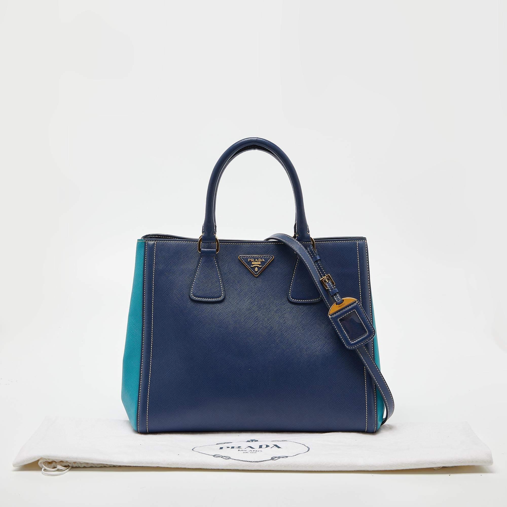 Prada Blue/Turquoise Saffiano Lux Leather Galleria Tote 1