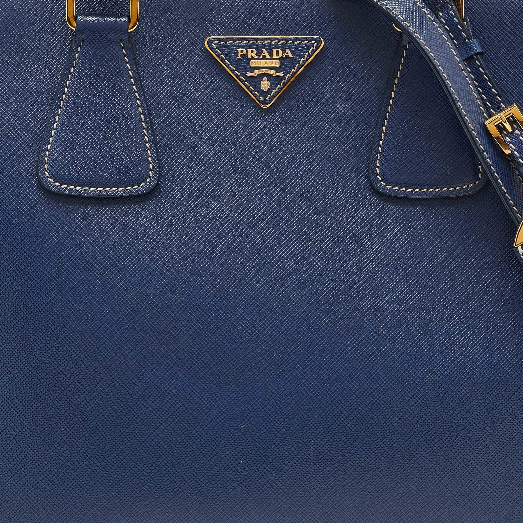 Prada Blue/Turquoise Saffiano Lux Leather Galleria Tote 2