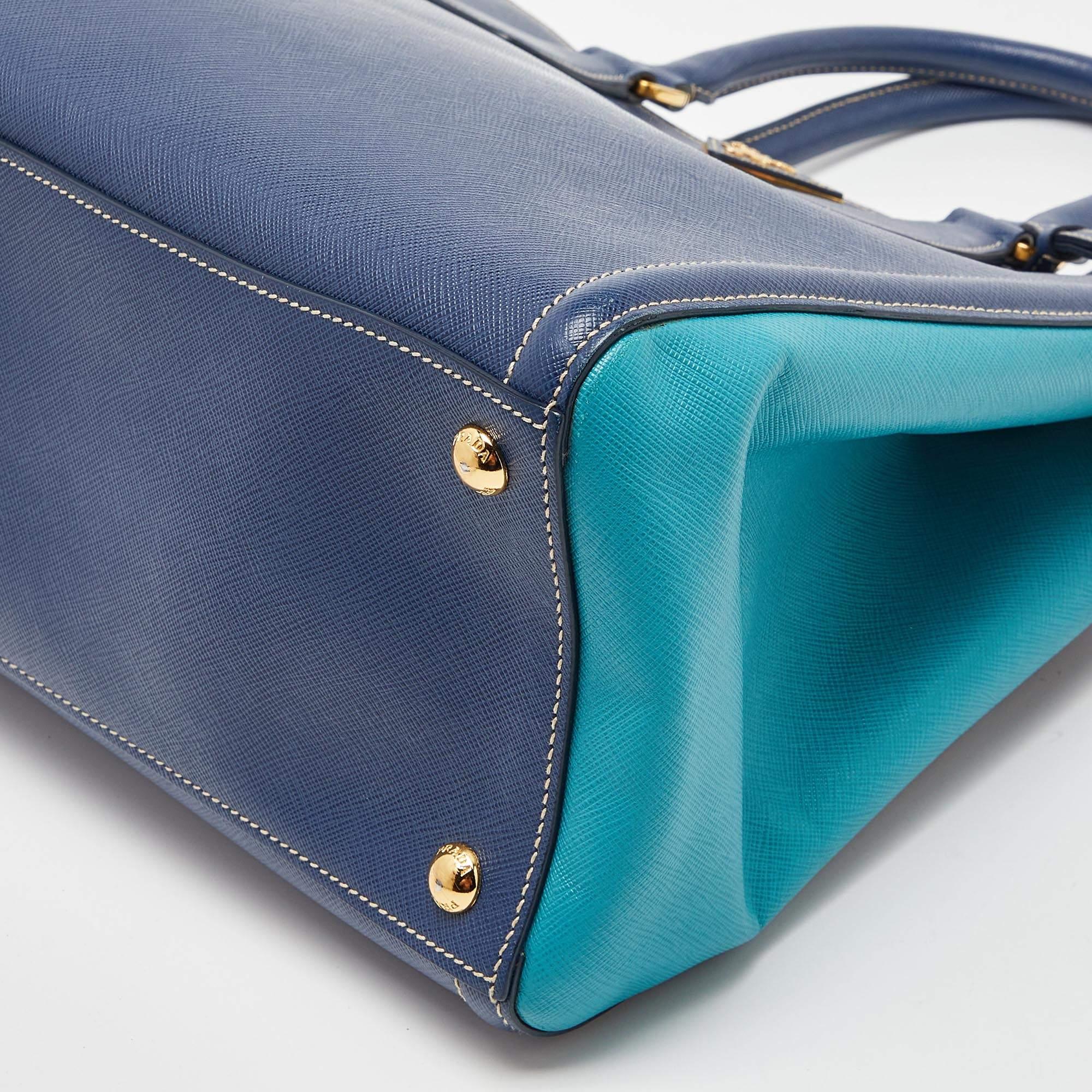 Prada Blue/Turquoise Saffiano Lux Leather Galleria Tote 4