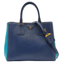 Prada Blue/Turquoise Saffiano Lux Leather Galleria Tote