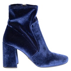 Prada Blue Velvet Ankle Boots Size IT 40