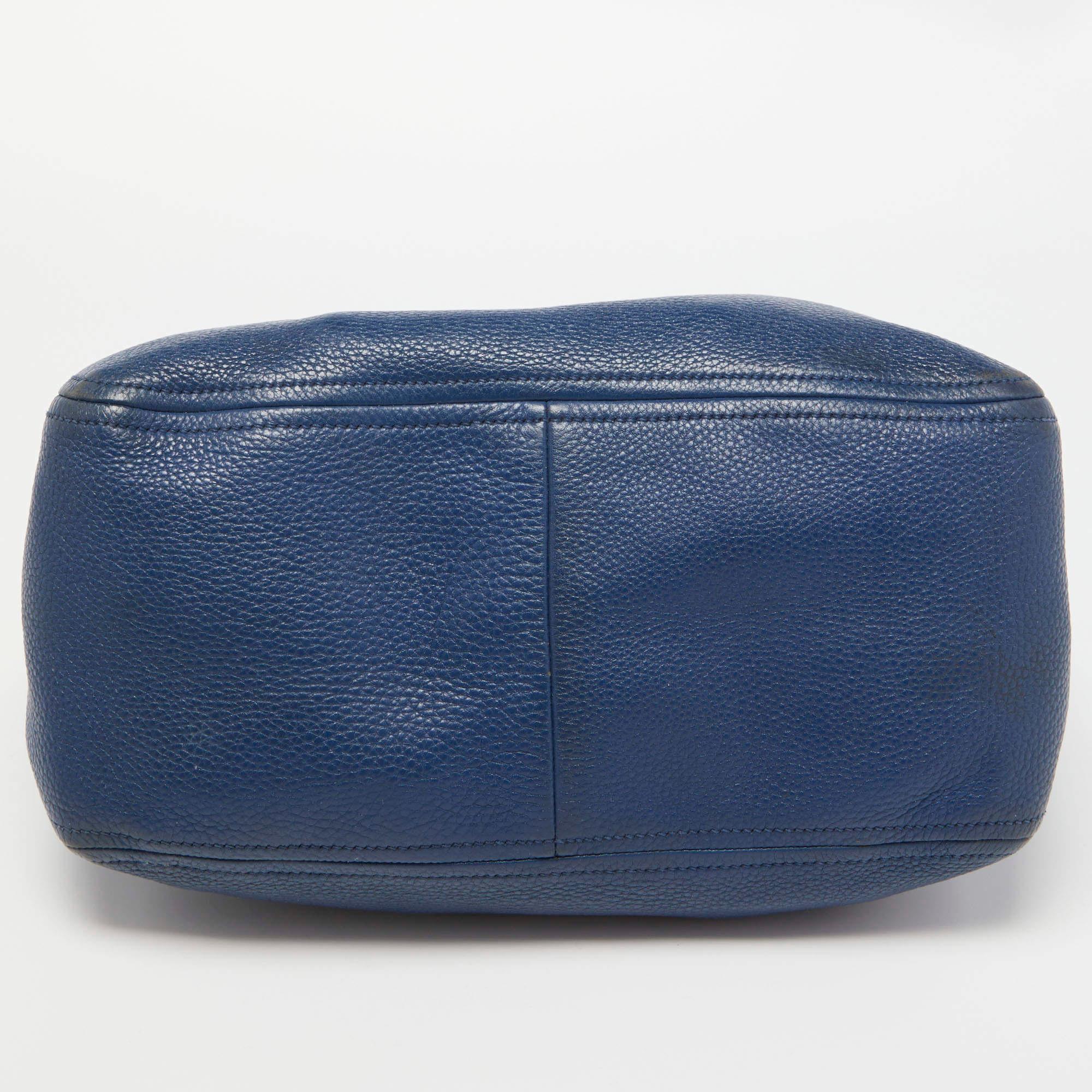 Prada Blue Vitello Daino Leather Boston Bag 10