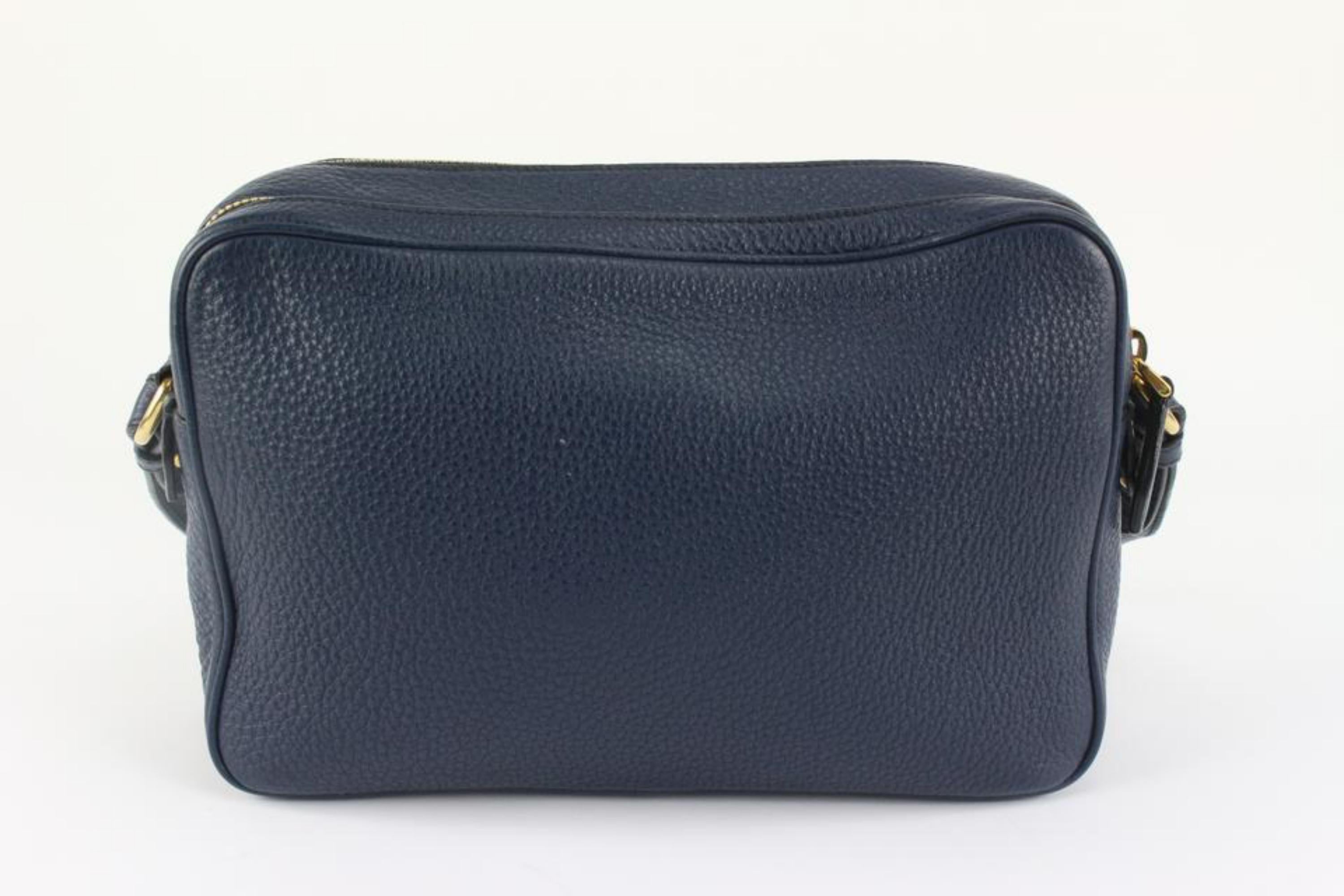 Prada Blue Vitello Daino Leather Logo Lettered Dual-Zip Crossbody Bag 129p8 2