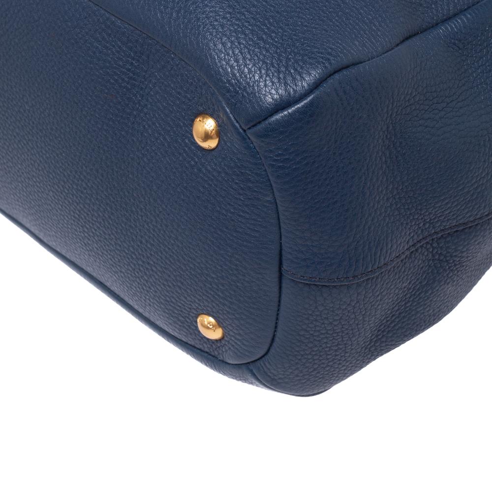 Prada Blue Vitello Daino Leather Sacca 2 Manici Hobo 1