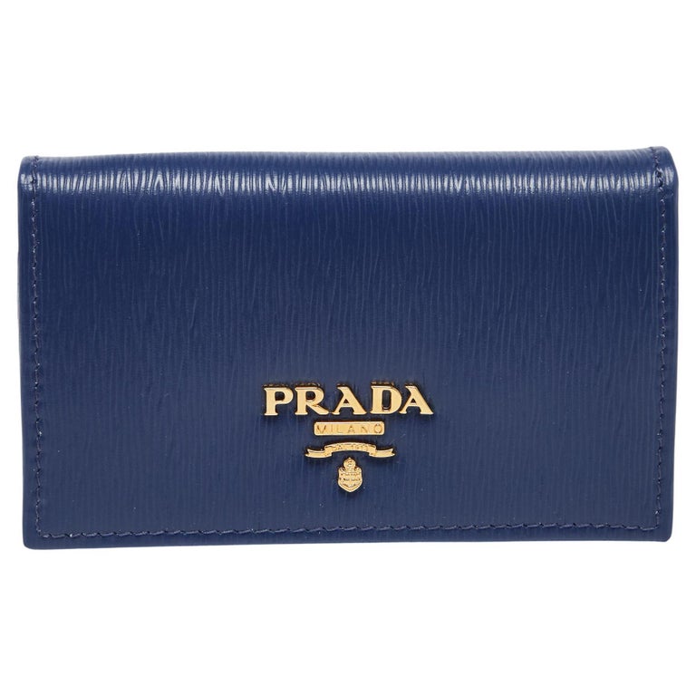 Prada Blue Vitello Move Leather Card Case at 1stDibs