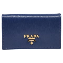 Prada Blue Vitello Move Leather Card Case