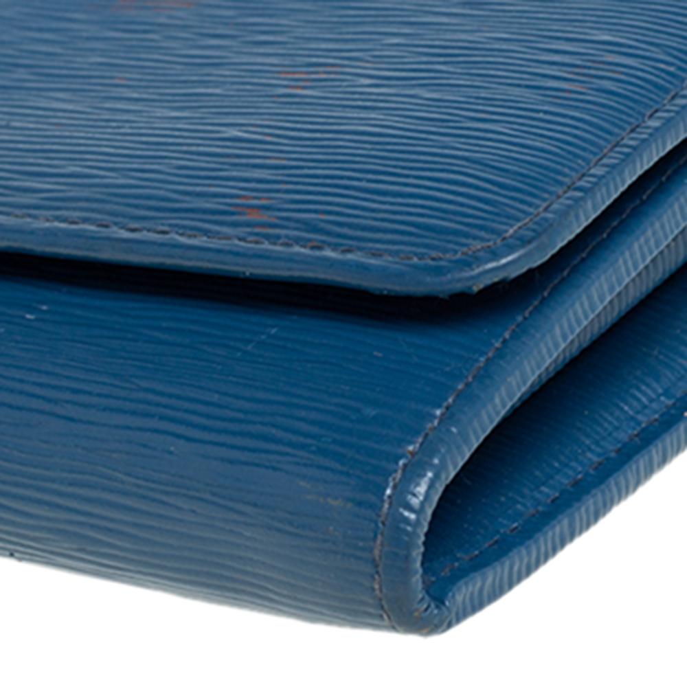 Prada Blue Vitello Move Leather Flap Continental Wallet 1