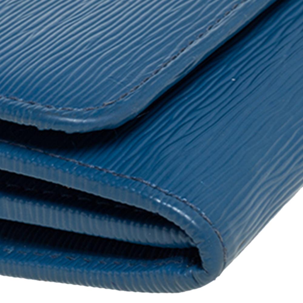 Prada Blue Vitello Move Leather Flap Continental Wallet 2