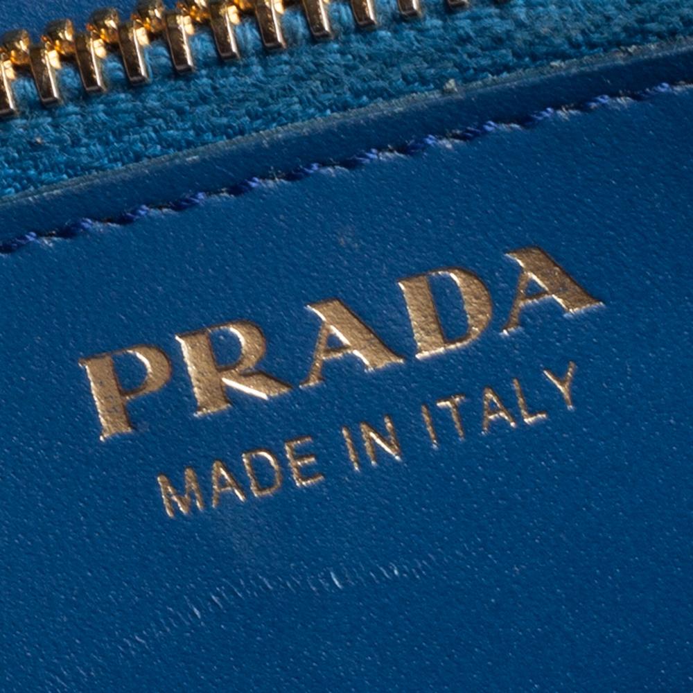 Prada Blue Vitello Move Leather Flap Continental Wallet 4